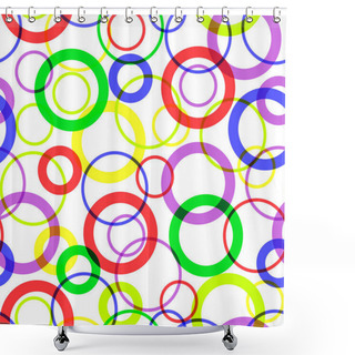 Personality  Seamless Pattern With Colorful Circles And Rings Of Different Size. Abstract Geometric Shapes Texture. Minimalistic Composition For Textile, Web Design, Cards, Background. Vector Illustration Shower Curtains