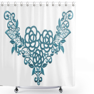 Personality  Embroidered Lace Trim Over White. Fabric Texture. Close Up Shower Curtains