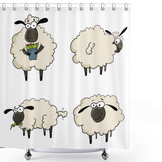 Personality  Set Of 4 Cartoon Sheep Shower Curtains