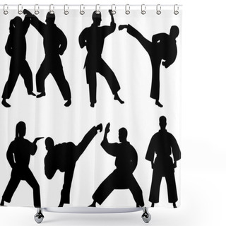 Personality  Karate Fighters Silhouettes Shower Curtains