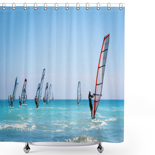 Personality  Windsurfing Sails On The Blue Sea Shower Curtains