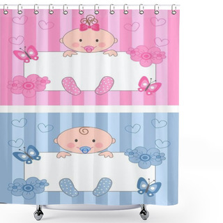 Personality  Newborn Baby Boy And Baby Girl Shower Curtains