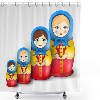 Personality  Traditional Matryoschka Dolls,  Vector Illustration   Shower Curtains