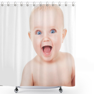 Personality  Happy Smiling Child With Blue Eyes Shower Curtains