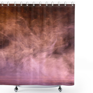 Personality  Conceptual Image Of Multi-colored Smoke Isolated On Dark Black Background And Wooden Table. Shower Curtains