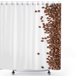 Personality  Roasted Coffee Beans Isolated On White Background. Close Up Shower Curtains