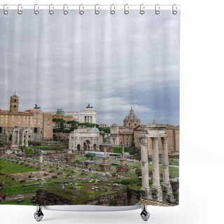 Personality  Historical Landmarks Of Rome Against Sky With Clouds  Shower Curtains