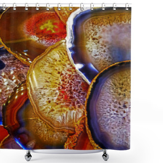 Personality  Energy Stones Polished In Flat Shape Shower Curtains