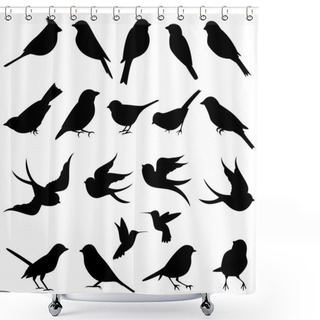 Personality  Vector Collection Of Bird Silhouettes Shower Curtains