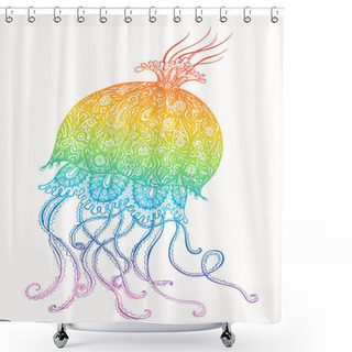 Personality  Colorful Jellyfish Illustration Shower Curtains