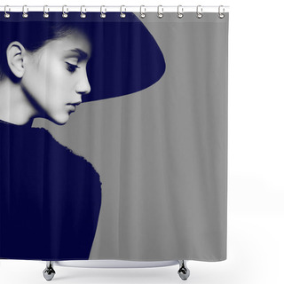 Personality  Beautiful Young Girl In Hat Shower Curtains
