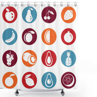 Personality  Set Of Fruit Icons Shower Curtains