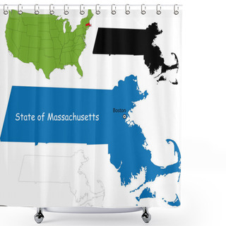 Personality  Massachusetts Map Shower Curtains