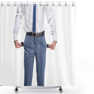 Personality  Businessman With Empty Pockets Shower Curtains