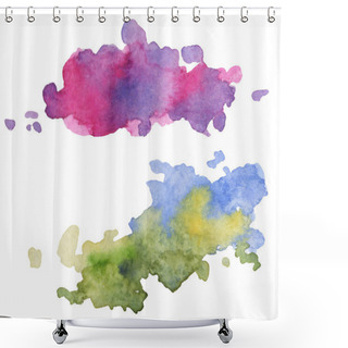 Personality  Abstract Watercolor Paper Splash Shapes Isolated Drawing. Illustration Aquarelle For Background. Shower Curtains