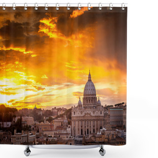 Personality  Basilica Of St. Peter At Sunset With The Vatican In The Backgrou Shower Curtains