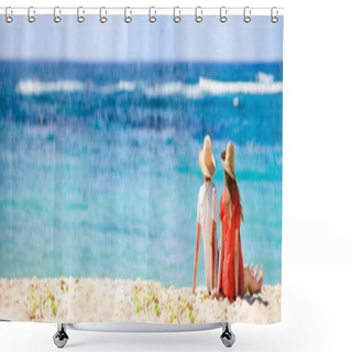 Personality  Panoramic Photo Of Romantic Couple In Tropical Paradise Shower Curtains