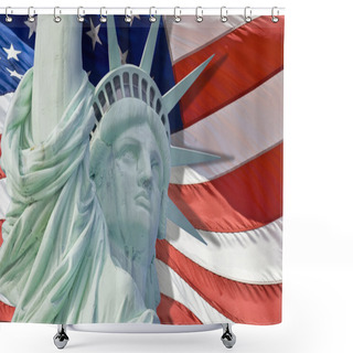 Personality  Statue Of Liberty With Tear Drop Isolated Shower Curtains