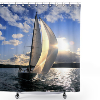 Personality  Sailing Yacht In Back Lit Shower Curtains