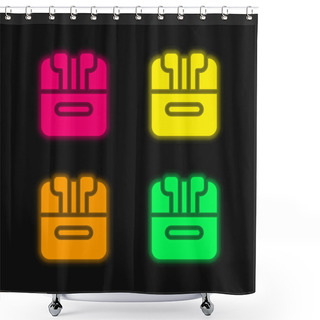Personality  Airpods Four Color Glowing Neon Vector Icon Shower Curtains