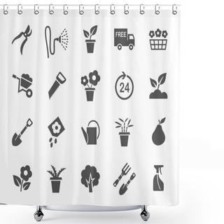 Personality  Gardening, Flowers, Icons, Monochrome, White Background. Shower Curtains