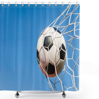 Personality  Soccer Football In Goal Net With The Sky Field. Shower Curtains