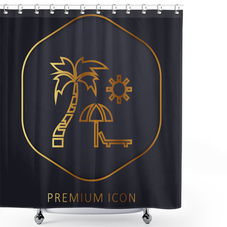 Personality  Beach Golden Line Premium Logo Or Icon Shower Curtains