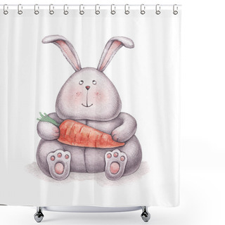 Personality  Cute Bunny Illustration. Perfect For Greeting Card Shower Curtains