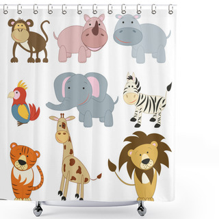 Personality  Cartoon African Animals Set Shower Curtains