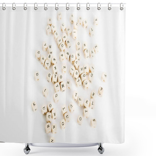 Personality  Alphabet Letters On White Background Shower Curtains