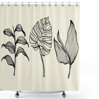 Personality  Hand Drawn Ink Sketch Spring Branches Shower Curtains