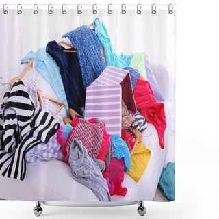 Personality  Messy Colorful Clothing On  Sofa Shower Curtains