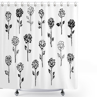 Personality  Set Of Rose Icons Shower Curtains