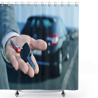 Personality  Man Offering A Car Key To The Observer Shower Curtains