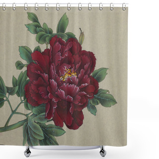 Personality  Bright Burgundy Peony Shower Curtains