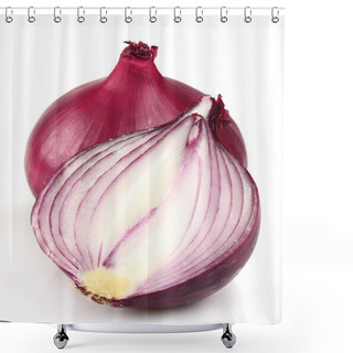 Personality  Red Onion On A White Background Shower Curtains