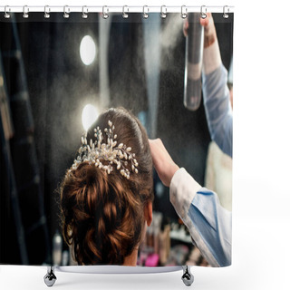 Personality  Hairstylist Fixating Clients Hairdo  Shower Curtains