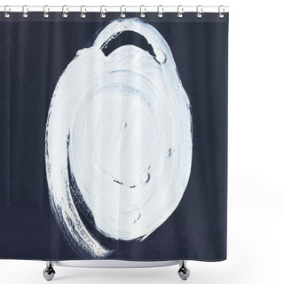 Personality  Abstract Painting With White Round Brush Strokes On Black Shower Curtains