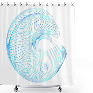 Personality  Wave Sign. Wavy 3d Icon. Half Round Many Lines Image. Vector Illustration Eps 10 Logo For Web Design, Brochure & Presentation. Blue Tone Pattern Isolated On White Background For Web Banner Shower Curtains
