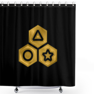 Personality  Blocks Gold Plated Metalic Icon Or Logo Vector Shower Curtains