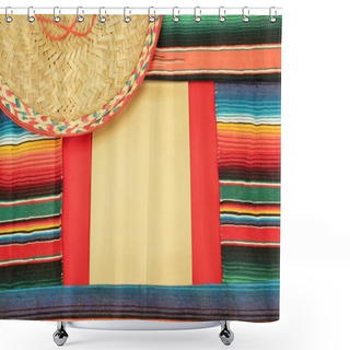 Personality  Fiesta Poncho Serape Sombrero Poncho Mexican Background Hispanic Theme Stock, Photo, Photograph, Image, Picture, Shower Curtains