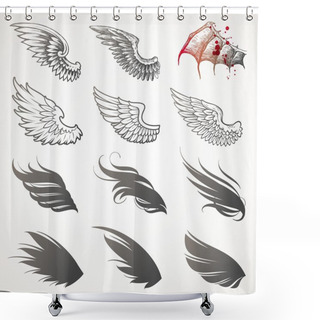 Personality  Vector Set Of Wings Shower Curtains
