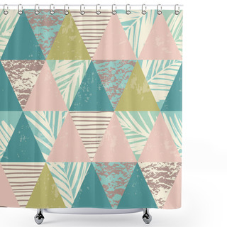 Personality  Seamless Exotic Pattern With Tropical Plants And Geometric Background. Shower Curtains