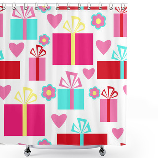 Personality  Seamless Pattern With Flowers And Hearts Shower Curtains