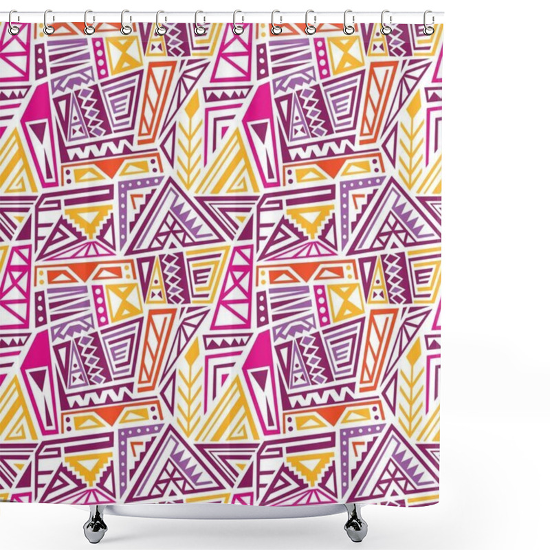 Personality  Boho Style Fashion Pattern. Indigenous Art Texture. Seamless Vector Fashion Design. Shower Curtains