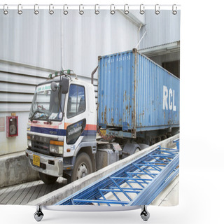 Personality  Truck Engin In Factory Shower Curtains