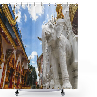 Personality  Beautiful White Elephant Sculpture At Thai Temple Shower Curtains
