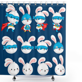 Personality  A Vector Collection Of Rabbit In Many Superhero Costume Shower Curtains