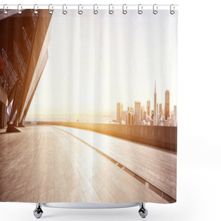 Personality  Floor With Cityscape And Skyline Of San Francisco Shower Curtains
