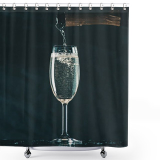 Personality  Pouring Champagne From Bottle Into Glass On Black Shower Curtains